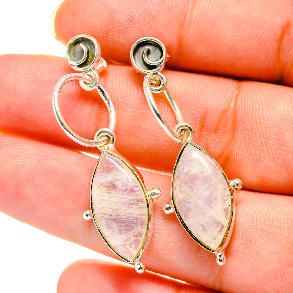 Rainbow Moonstone Earrings handcrafted by Ana Silver Co - EARR420375