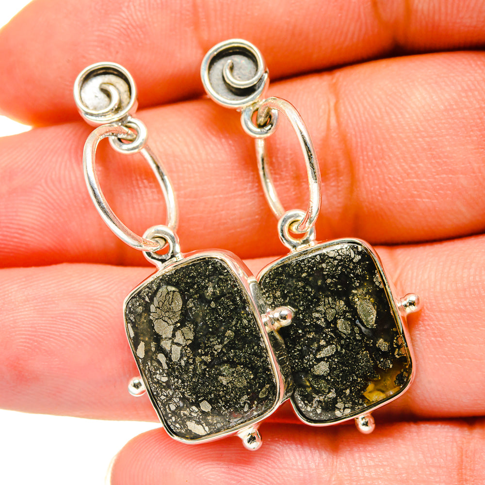 Pyrite Agate Earrings handcrafted by Ana Silver Co - EARR420376