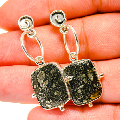 Pyrite Agate Earrings handcrafted by Ana Silver Co - EARR420376
