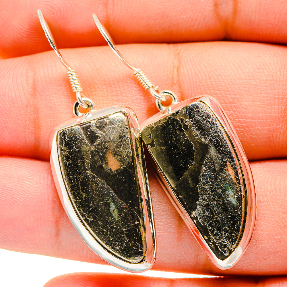 Pyrite Agate Earrings handcrafted by Ana Silver Co - EARR420379