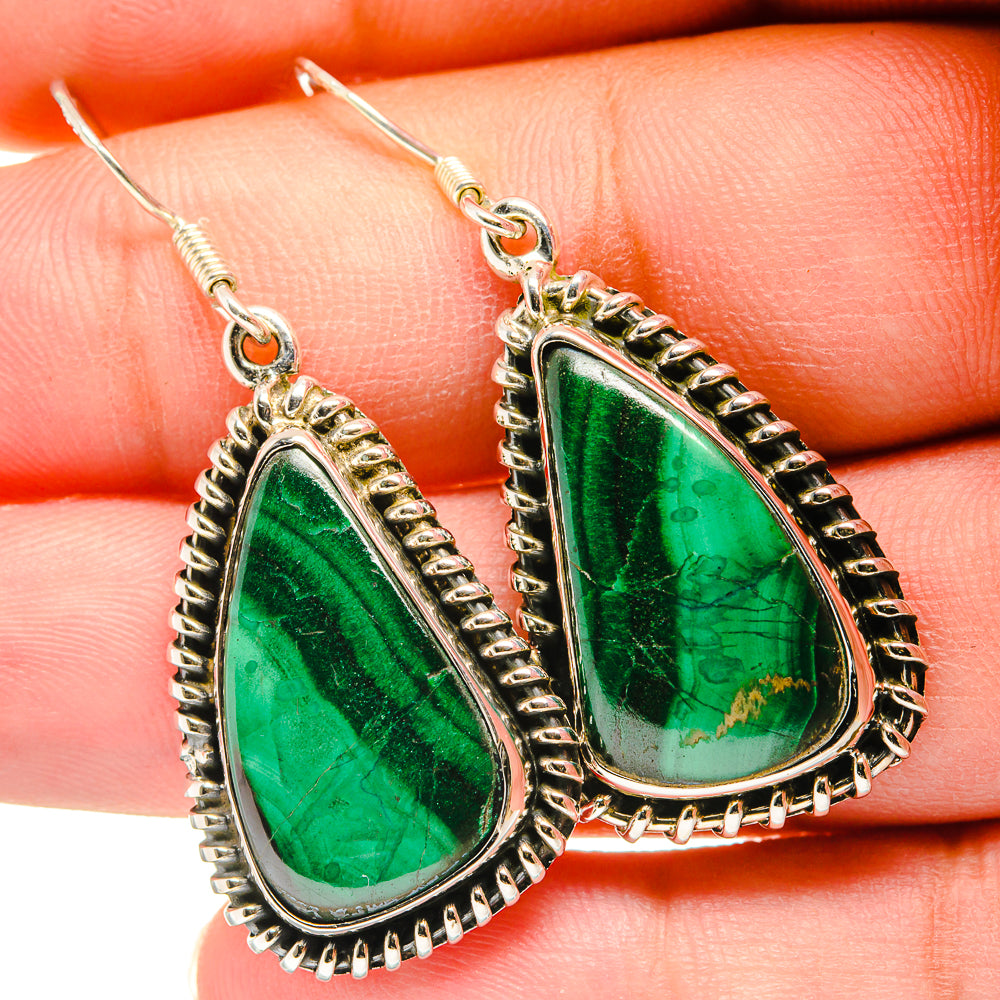Malachite Earrings handcrafted by Ana Silver Co - EARR420391