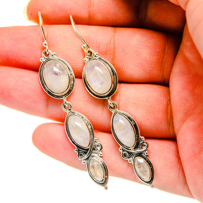 Rainbow Moonstone Earrings handcrafted by Ana Silver Co - EARR420408