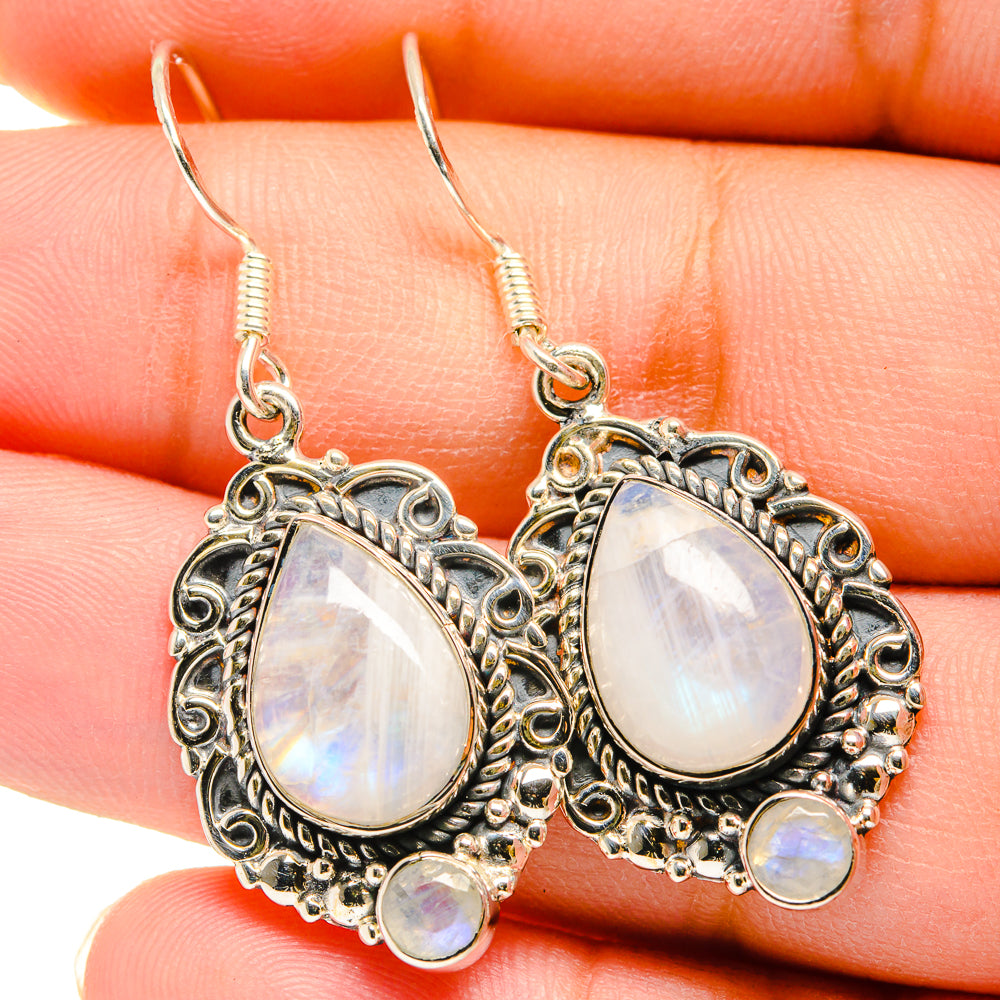 Rainbow Moonstone Earrings handcrafted by Ana Silver Co - EARR420411