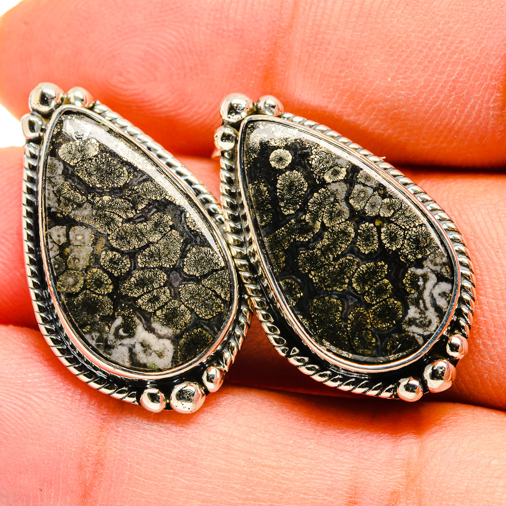 Pyrite Agate Earrings handcrafted by Ana Silver Co - EARR420435