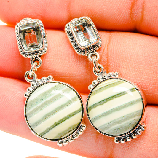 African Green Opal Earrings handcrafted by Ana Silver Co - EARR420436