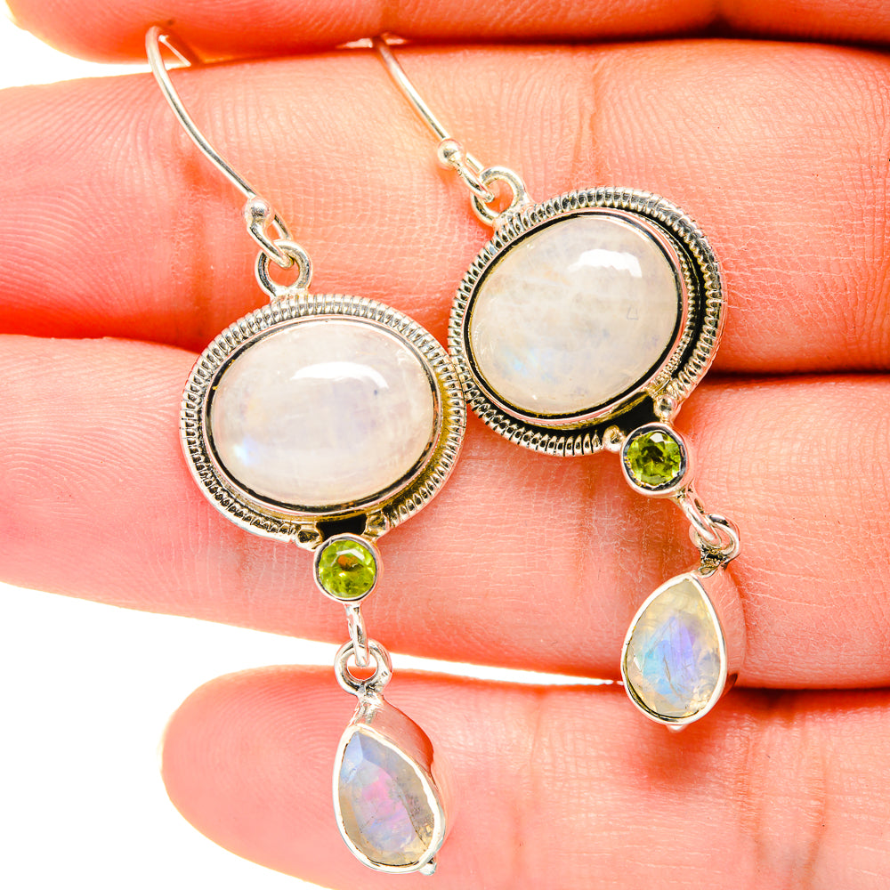 Rainbow Moonstone Earrings handcrafted by Ana Silver Co - EARR420437