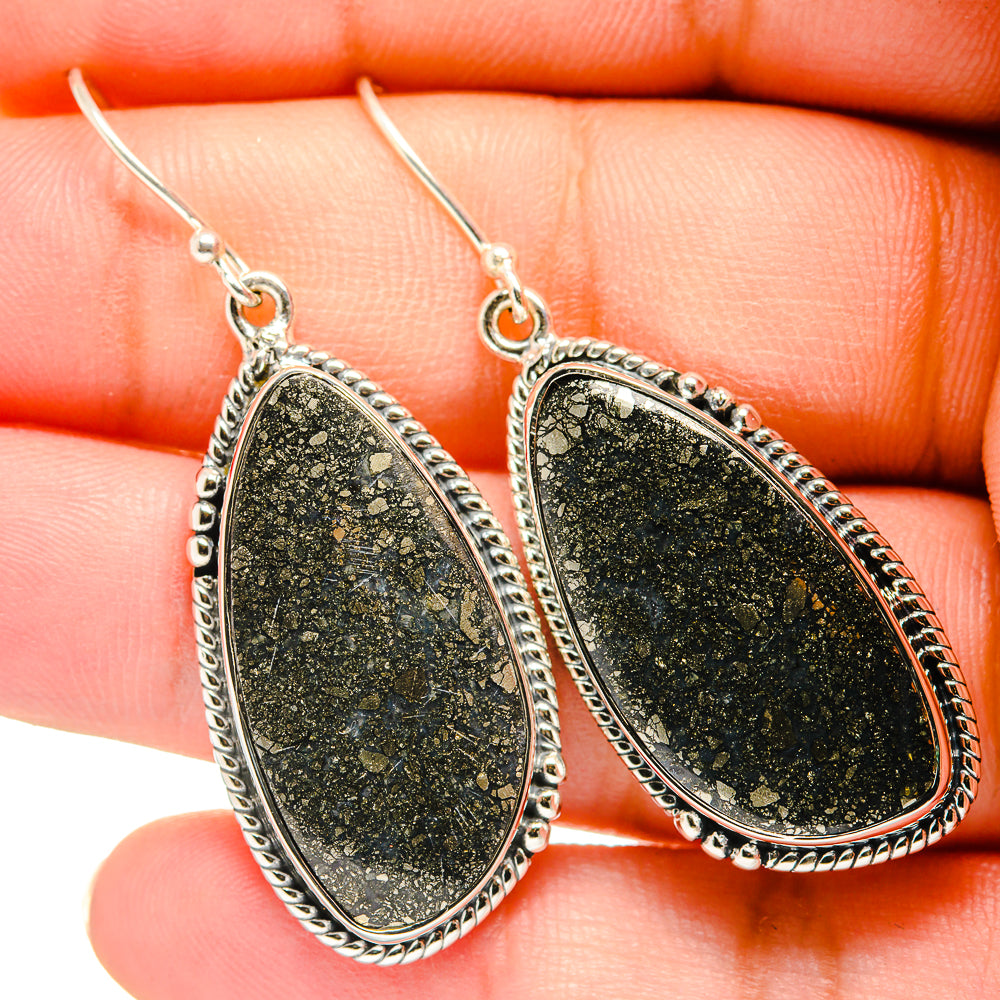 Pyrite Agate Earrings handcrafted by Ana Silver Co - EARR420438