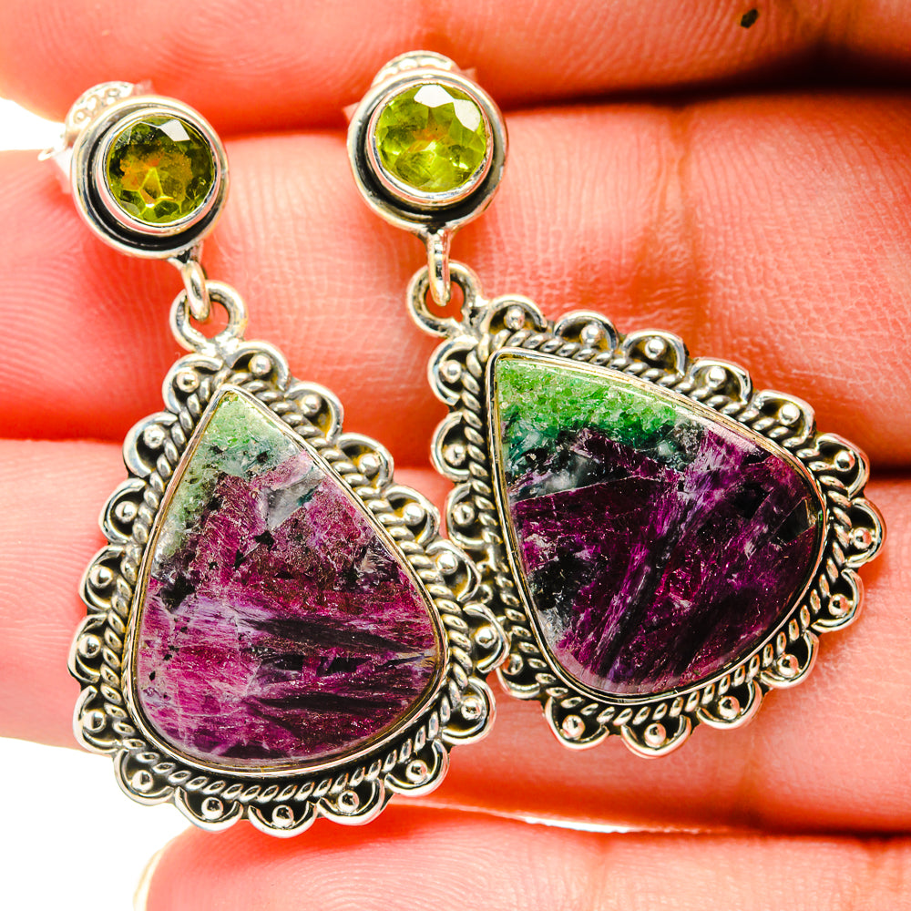 Ruby Zoisite Earrings handcrafted by Ana Silver Co - EARR420443