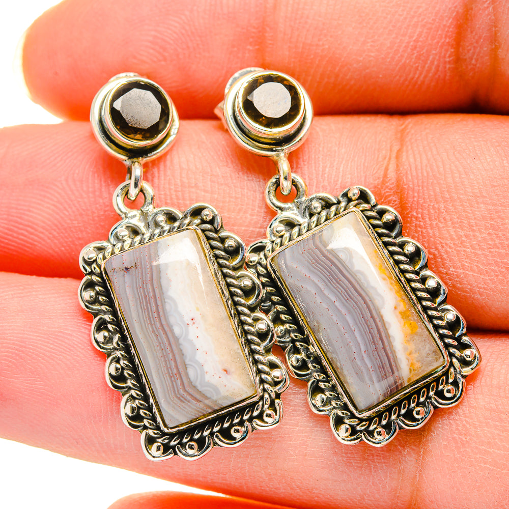 Botswana Agate Earrings handcrafted by Ana Silver Co - EARR420459