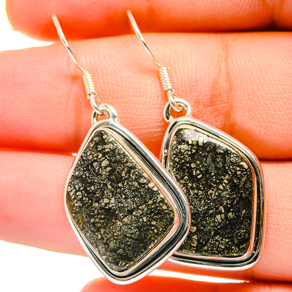 Pyrite Agate Earrings handcrafted by Ana Silver Co - EARR420460