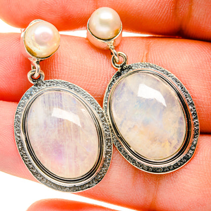 Rainbow Moonstone Earrings handcrafted by Ana Silver Co - EARR420461