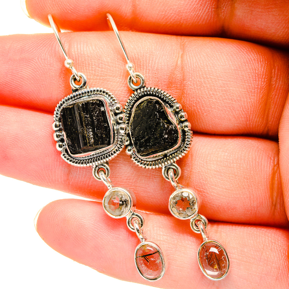 Black Tourmaline Earrings handcrafted by Ana Silver Co - EARR420466