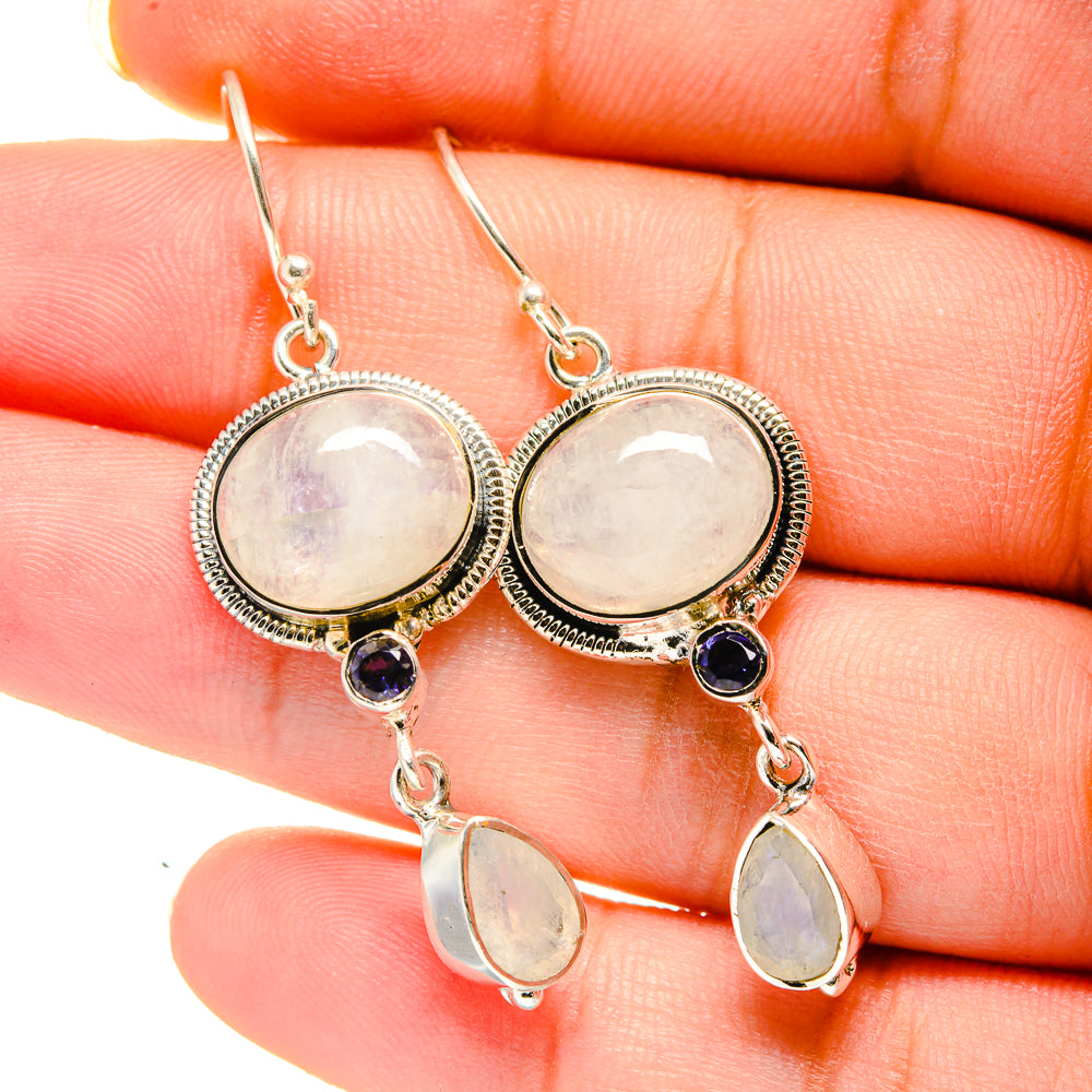 Rainbow Moonstone Earrings handcrafted by Ana Silver Co - EARR420477