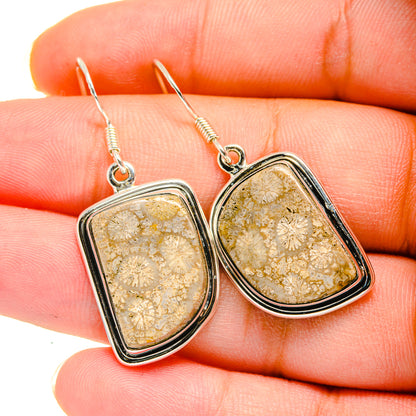 925 sterling silver drop earrings with gold fleck cabochons