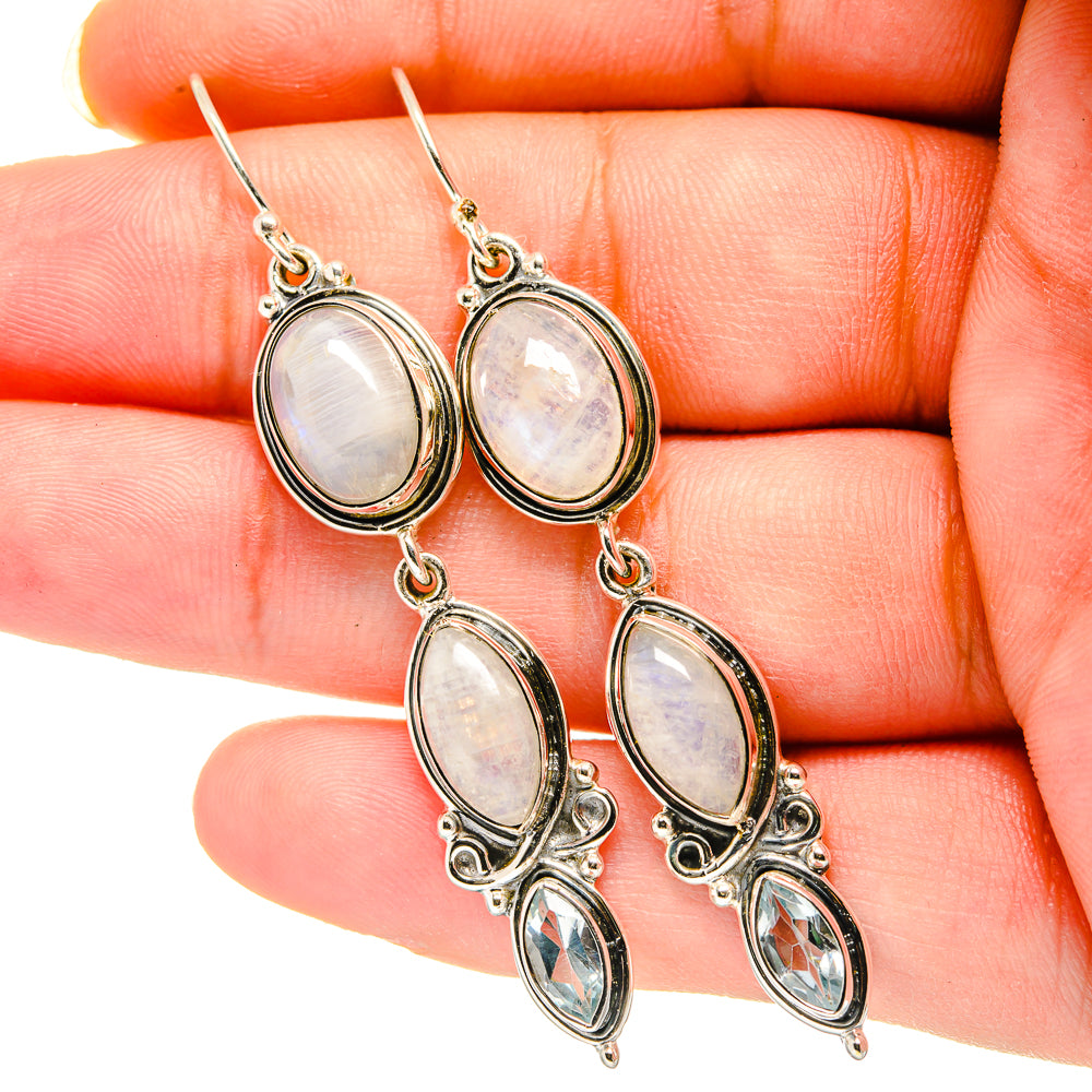 Rainbow Moonstone Earrings handcrafted by Ana Silver Co - EARR420504
