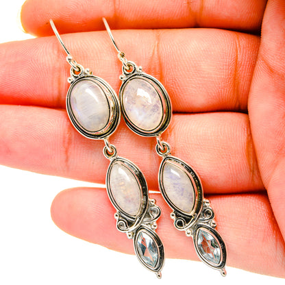 Rainbow Moonstone Earrings handcrafted by Ana Silver Co - EARR420504