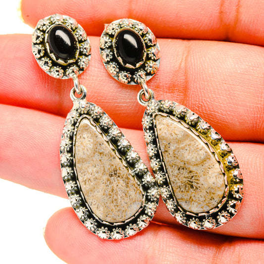 Fossil Coral Earrings handcrafted by Ana Silver Co - EARR420537