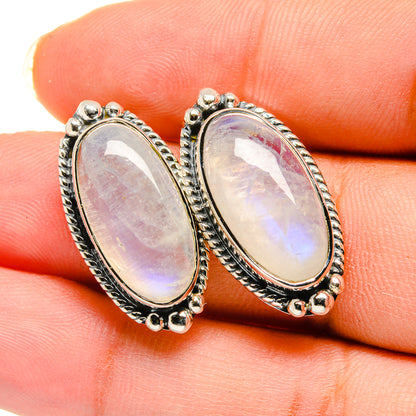 Rainbow Moonstone Earrings handcrafted by Ana Silver Co - EARR420555