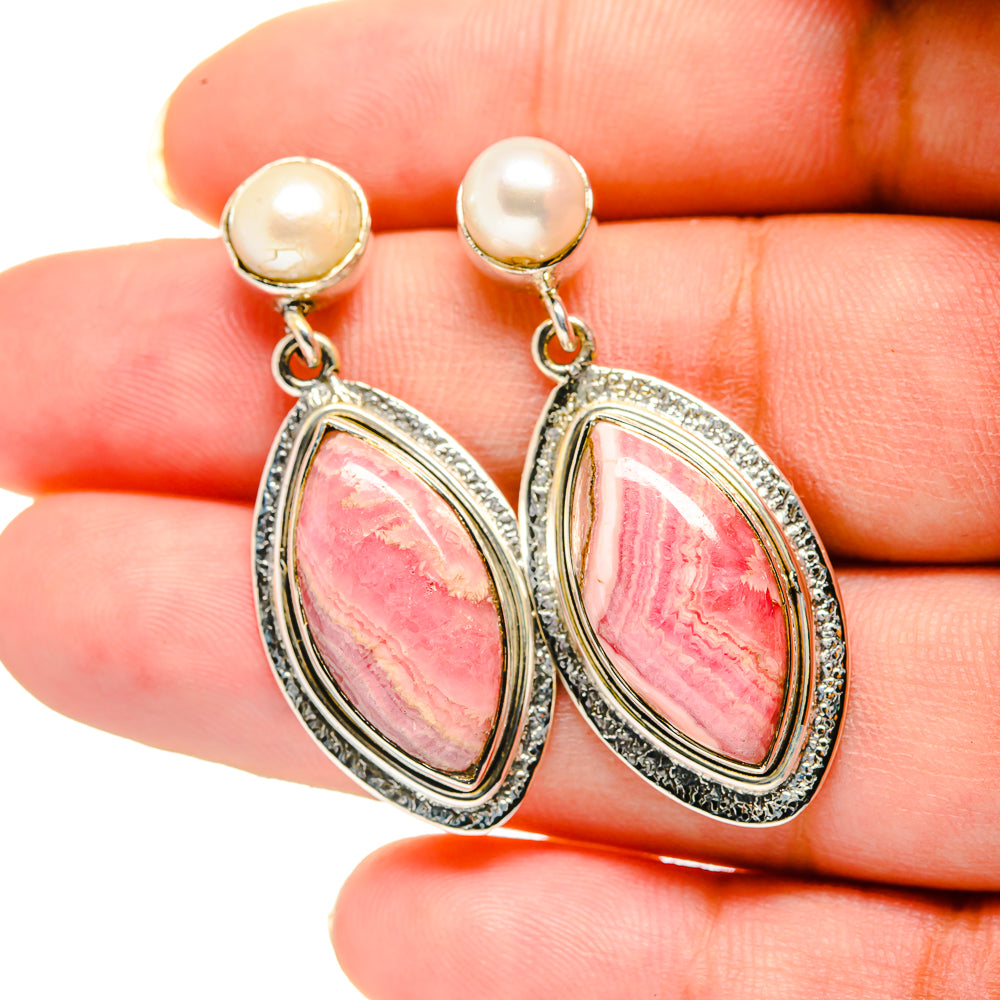 Rhodochrosite Earrings handcrafted by Ana Silver Co - EARR420557