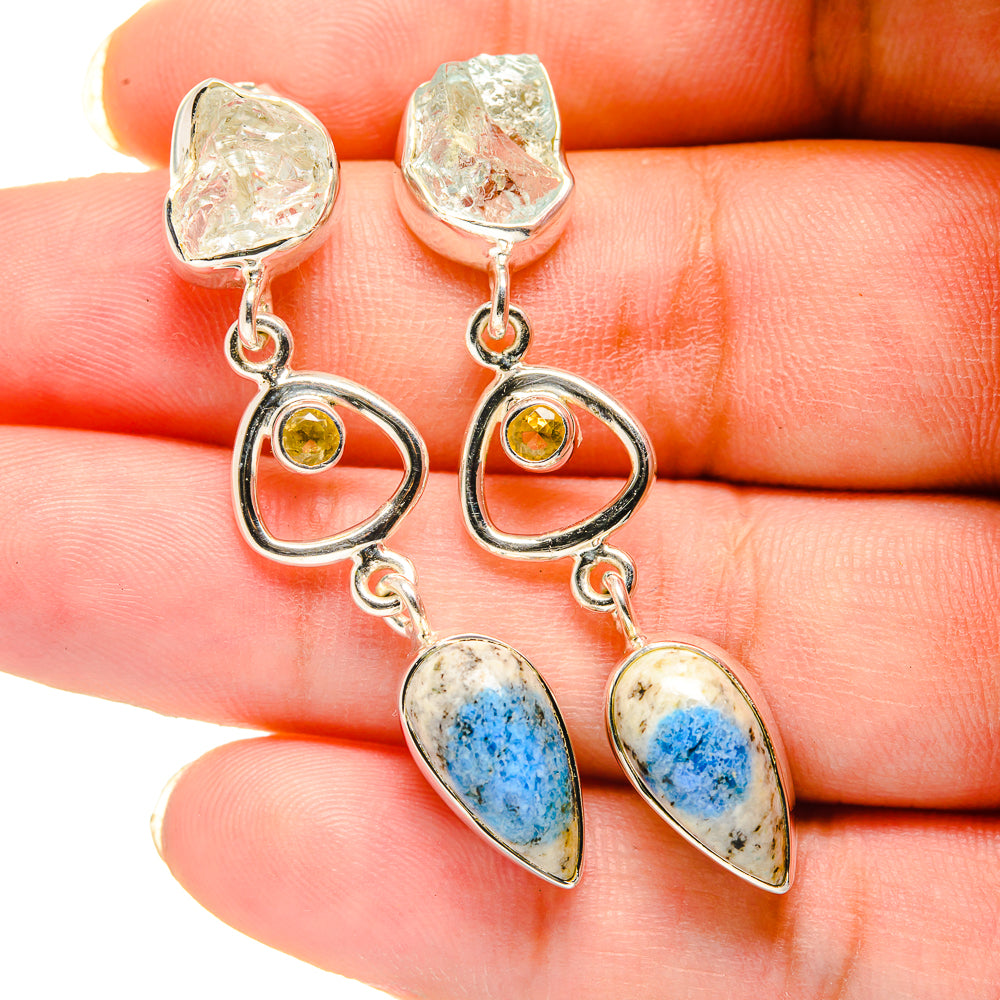 K2 Blue Azurite Earrings handcrafted by Ana Silver Co - EARR420558