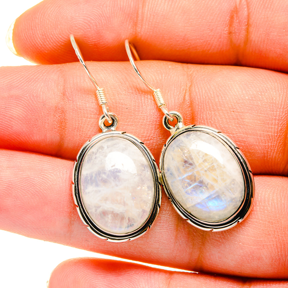 Rainbow Moonstone Earrings handcrafted by Ana Silver Co - EARR420565