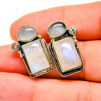 Rainbow Moonstone Earrings handcrafted by Ana Silver Co - EARR420566