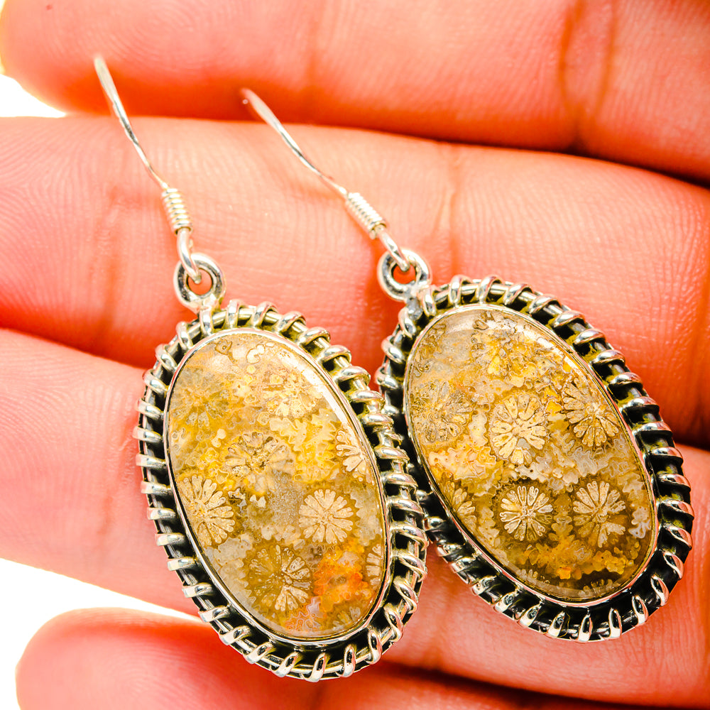Fossil Coral Earrings handcrafted by Ana Silver Co - EARR420574