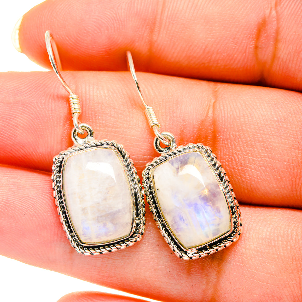 Rainbow Moonstone Earrings handcrafted by Ana Silver Co - EARR420581