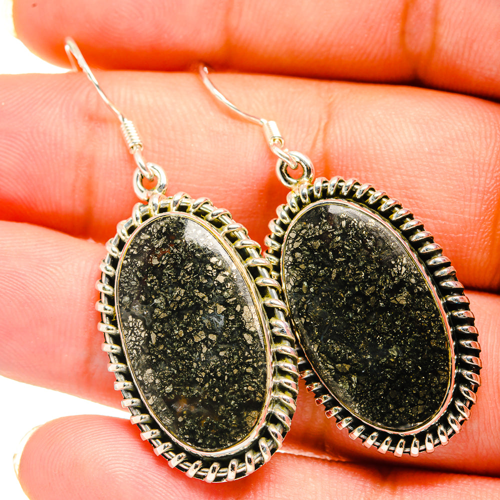 Pyrite Agate Earrings handcrafted by Ana Silver Co - EARR420582