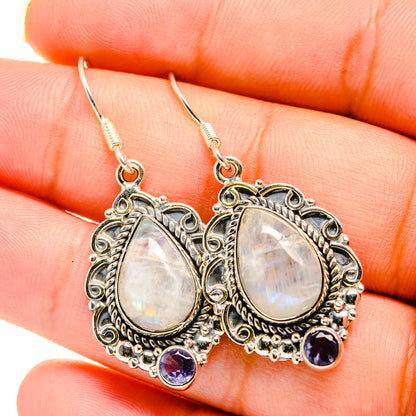 Rainbow Moonstone Earrings handcrafted by Ana Silver Co - EARR420584