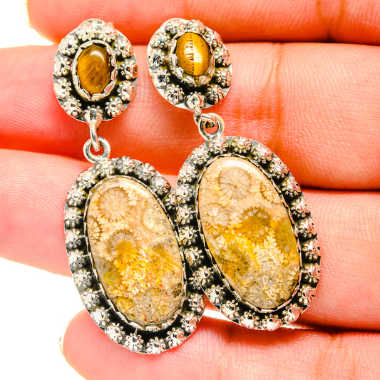 Fossil Coral Earrings handcrafted by Ana Silver Co - EARR420585