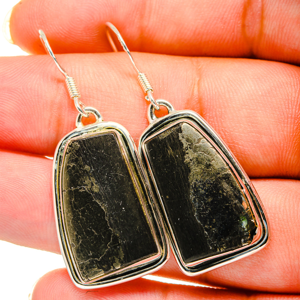 Pyrite In Black Onyx Earrings handcrafted by Ana Silver Co - EARR420593
