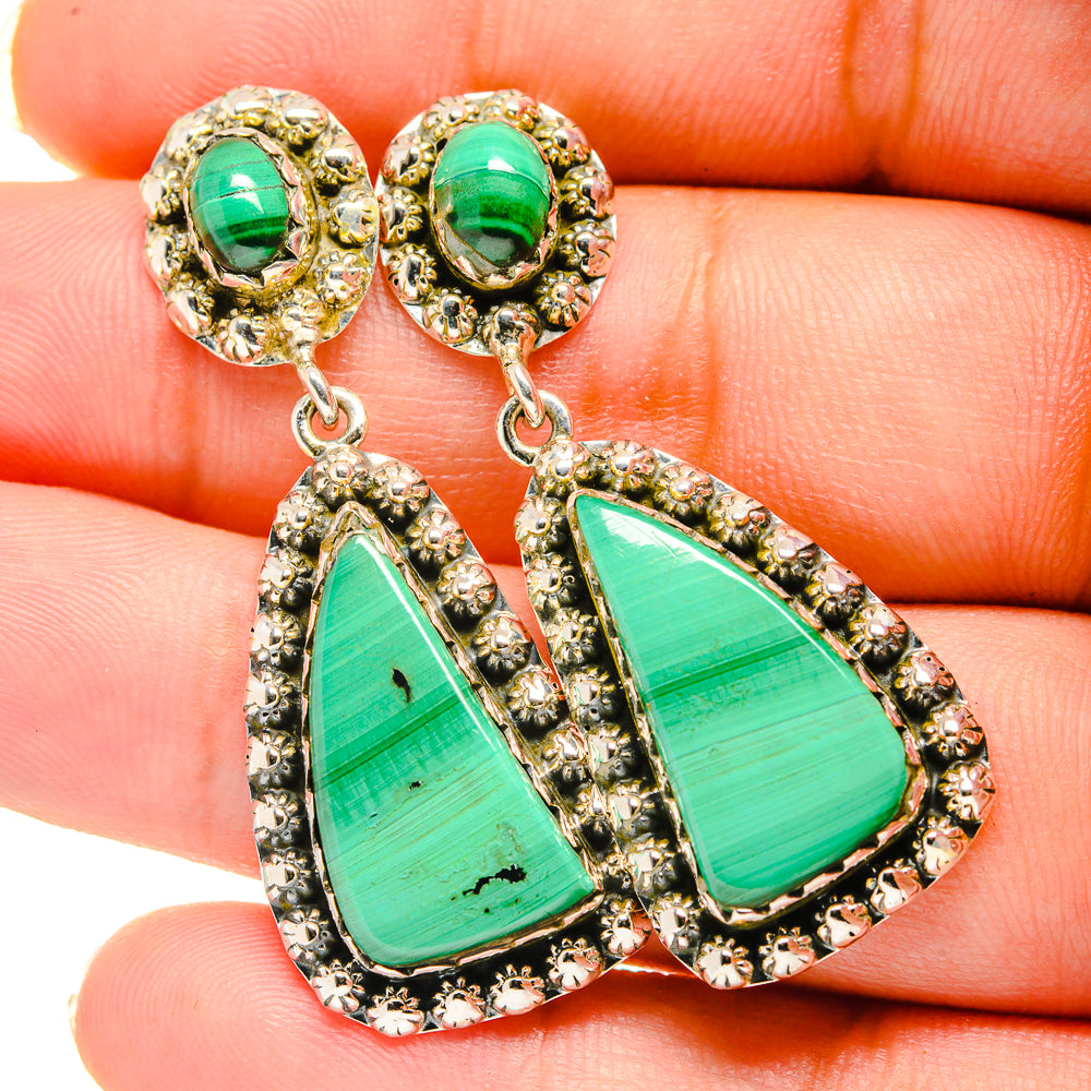 Malachite Earrings handcrafted by Ana Silver Co - EARR420596