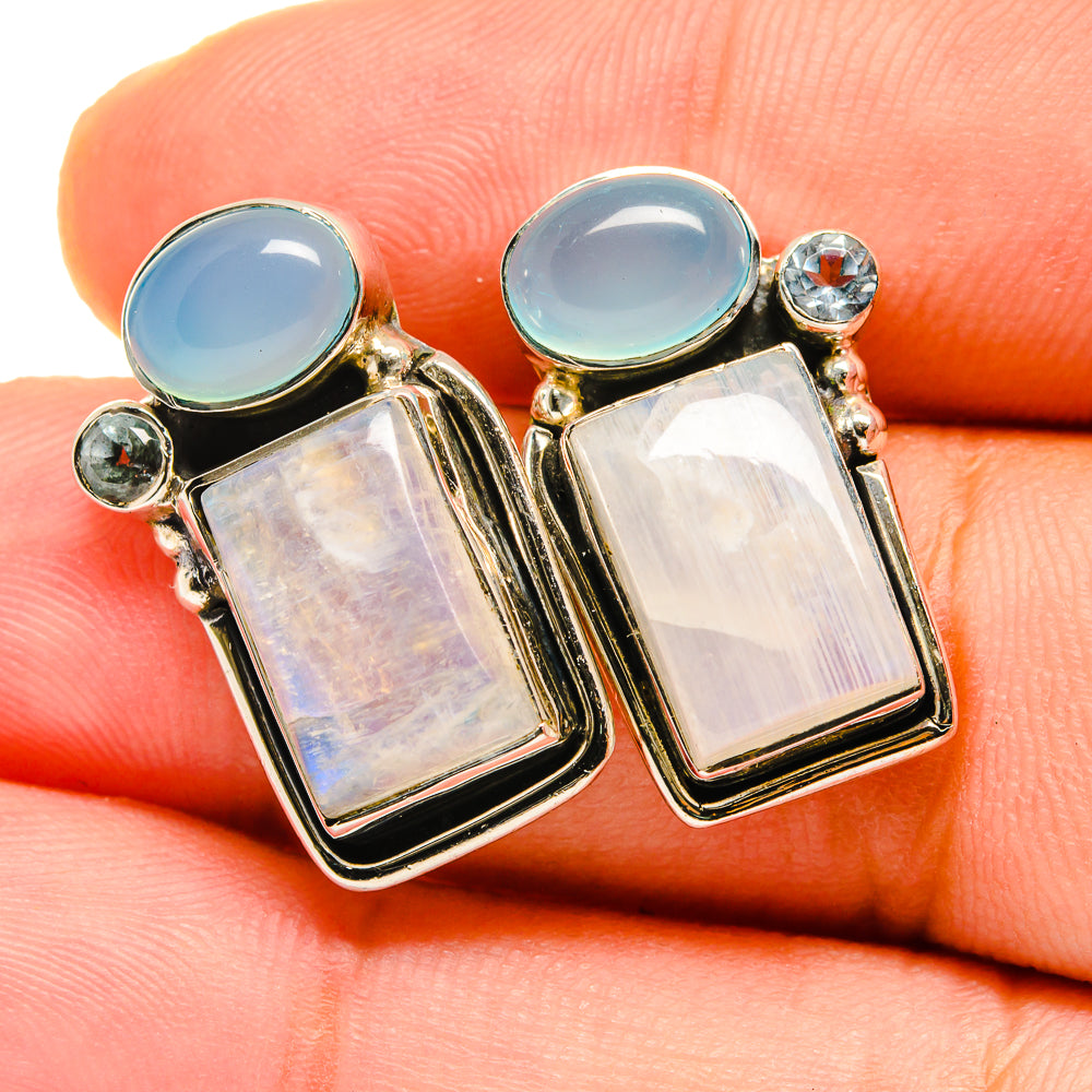 Rainbow Moonstone Earrings handcrafted by Ana Silver Co - EARR420614