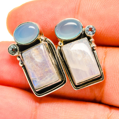 Rainbow Moonstone Earrings handcrafted by Ana Silver Co - EARR420614