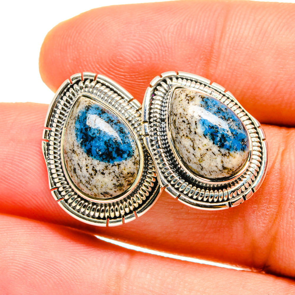 K2 Blue Azurite Earrings handcrafted by Ana Silver Co - EARR420615