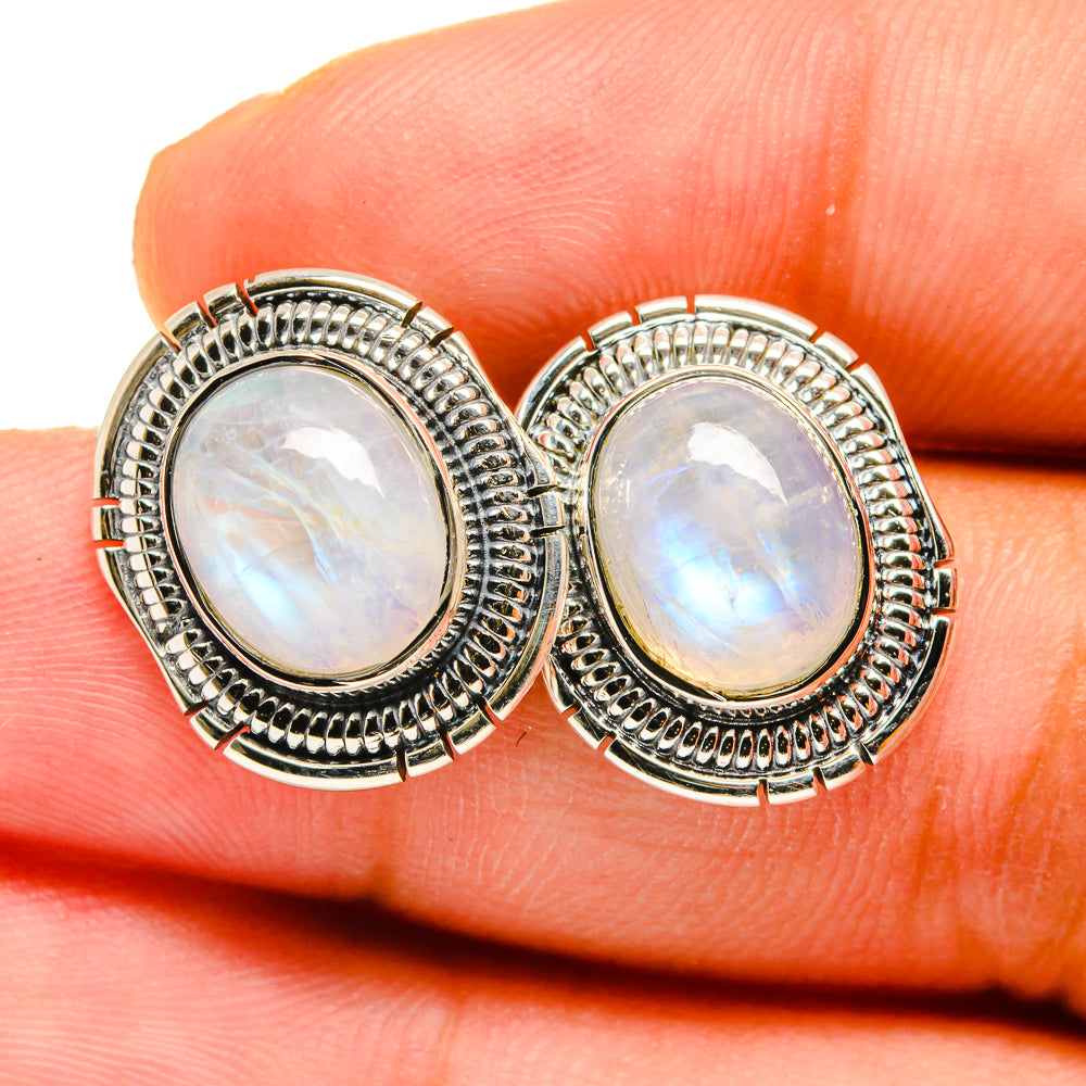 Rainbow Moonstone Earrings handcrafted by Ana Silver Co - EARR420638