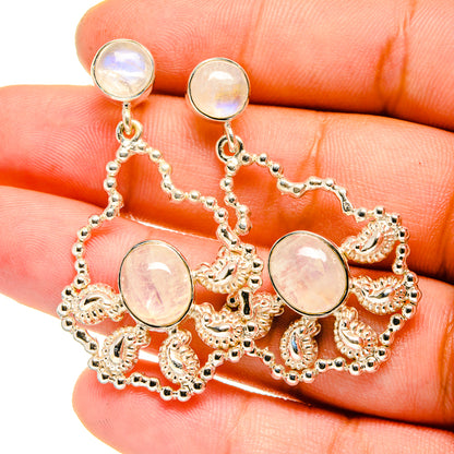 Rainbow Moonstone Earrings handcrafted by Ana Silver Co - EARR420652