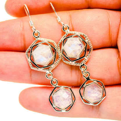 Rainbow Moonstone Earrings handcrafted by Ana Silver Co - EARR420653