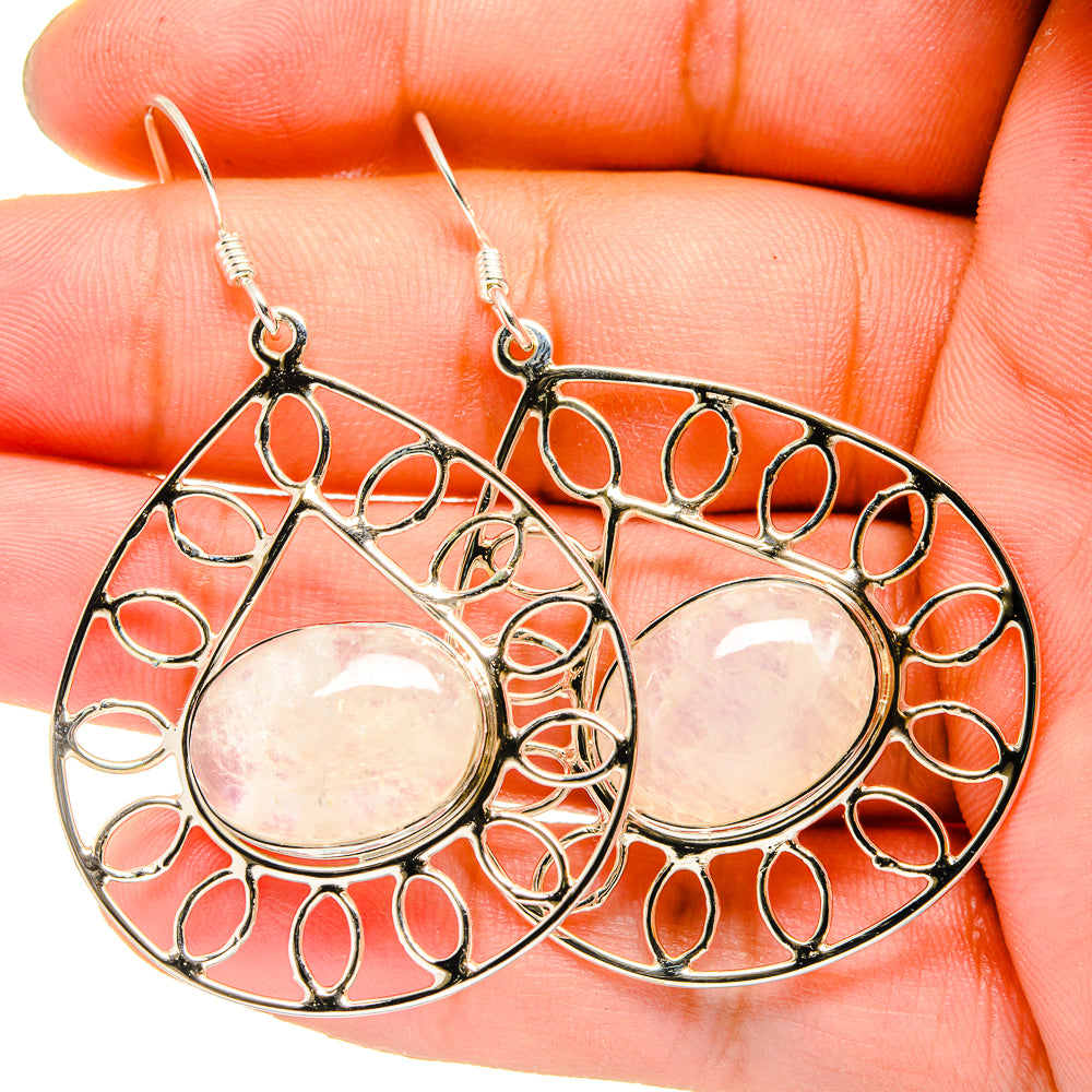 Rainbow Moonstone Earrings handcrafted by Ana Silver Co - EARR420654
