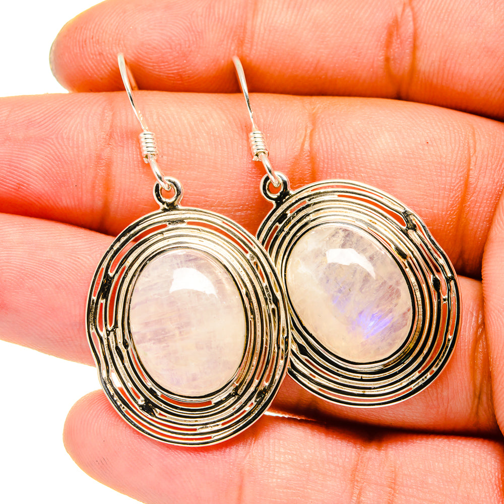 Rainbow Moonstone Earrings handcrafted by Ana Silver Co - EARR420657