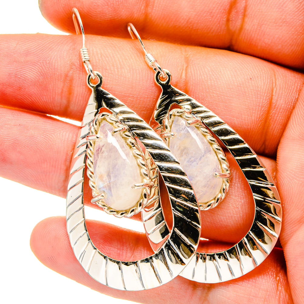 Rainbow Moonstone Earrings handcrafted by Ana Silver Co - EARR420666