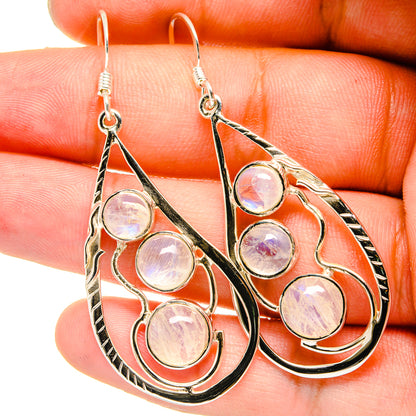Rainbow Moonstone Earrings handcrafted by Ana Silver Co - EARR420668