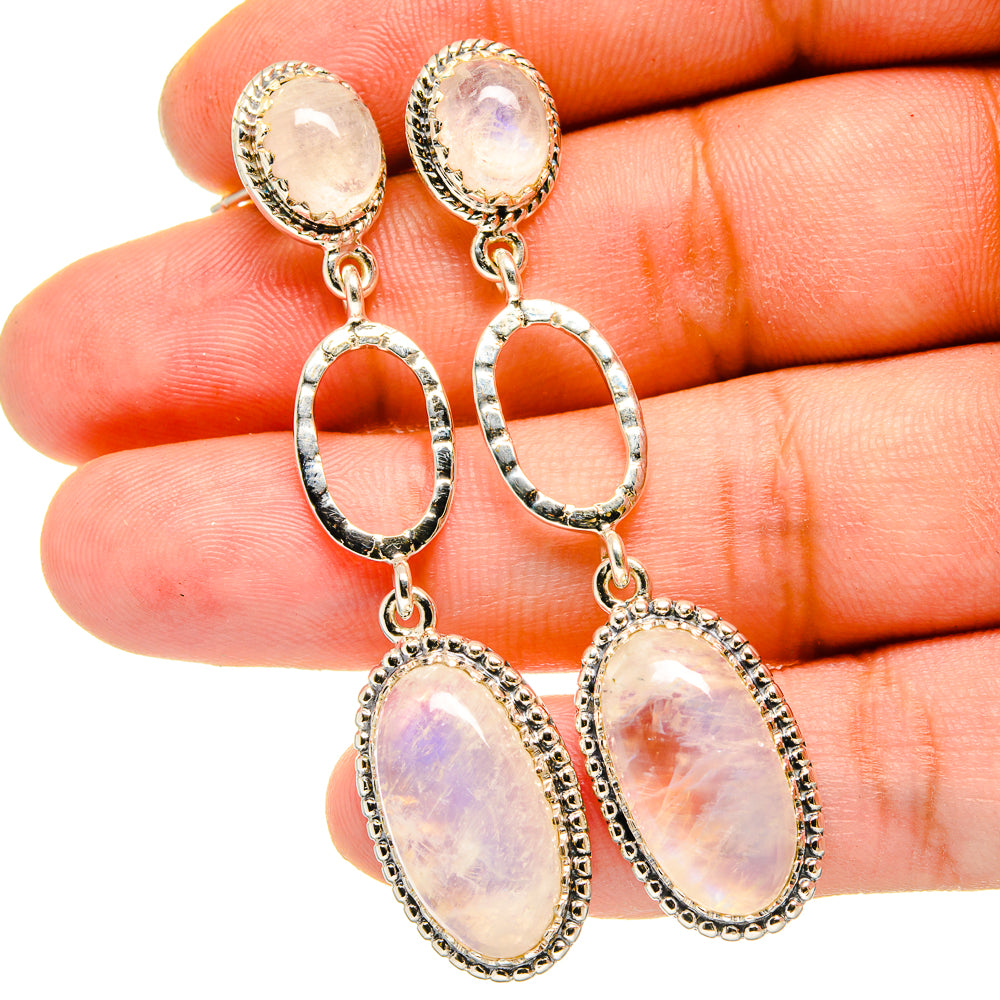 Rainbow Moonstone Earrings handcrafted by Ana Silver Co - EARR420682