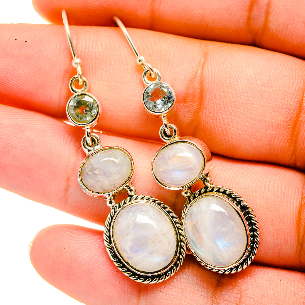 Rainbow Moonstone Earrings handcrafted by Ana Silver Co - EARR420692