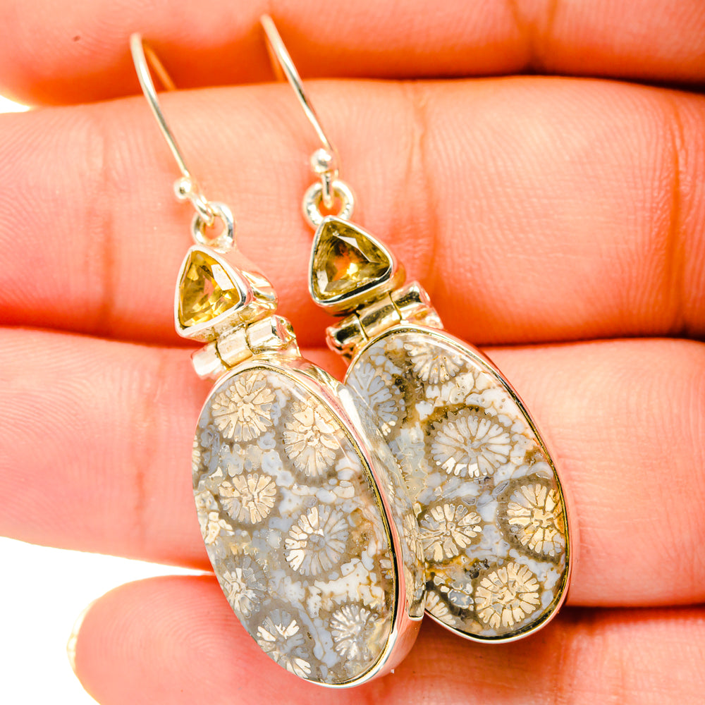 Fossil Coral Earrings handcrafted by Ana Silver Co - EARR420697