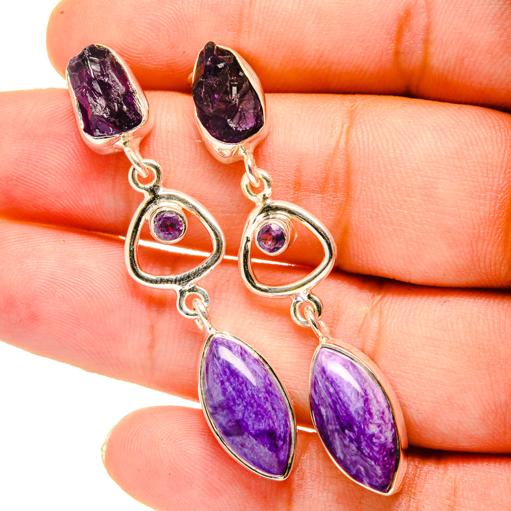 Charoite Earrings handcrafted by Ana Silver Co - EARR420706