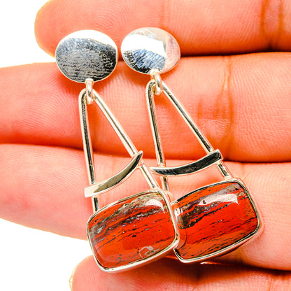 Red Jasper Earrings handcrafted by Ana Silver Co - EARR420711