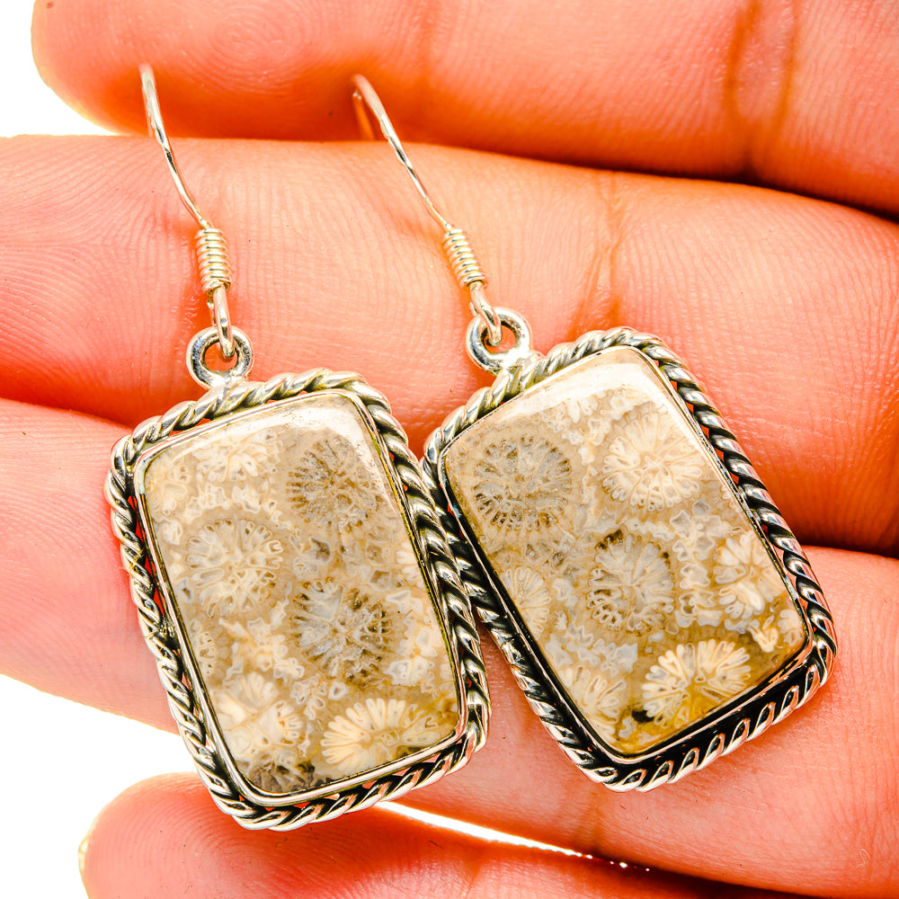 Fossil Coral Earrings handcrafted by Ana Silver Co - EARR420712