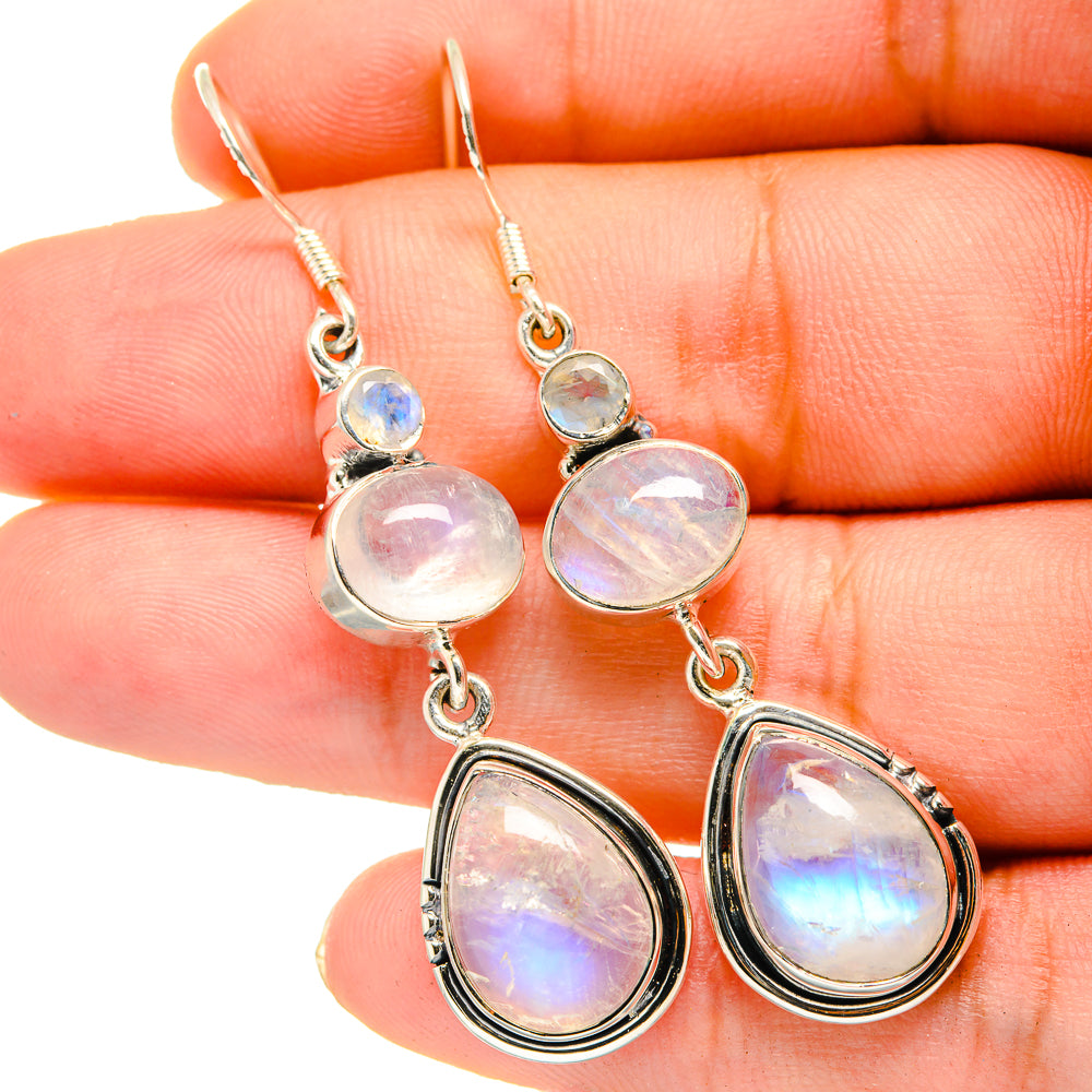Rainbow Moonstone Earrings handcrafted by Ana Silver Co - EARR420713